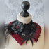SiaLinda: Breast ornament necklace Antoinette, with black roses and red feathers